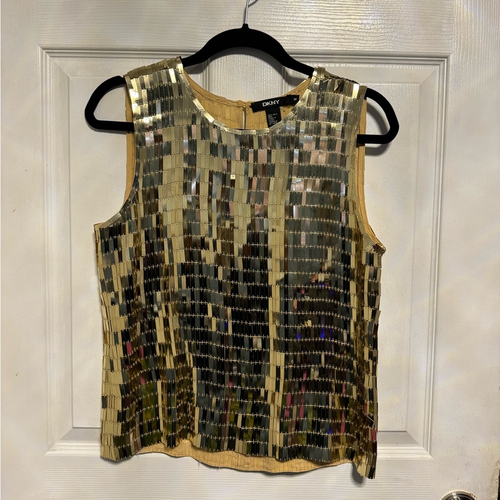 SOLD - DKNY Gold Sequin Top